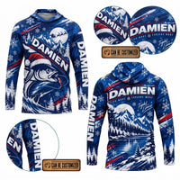 Personalized Christmas Fishing Santa Fish Winter Hooded Long Sleeve Shirt