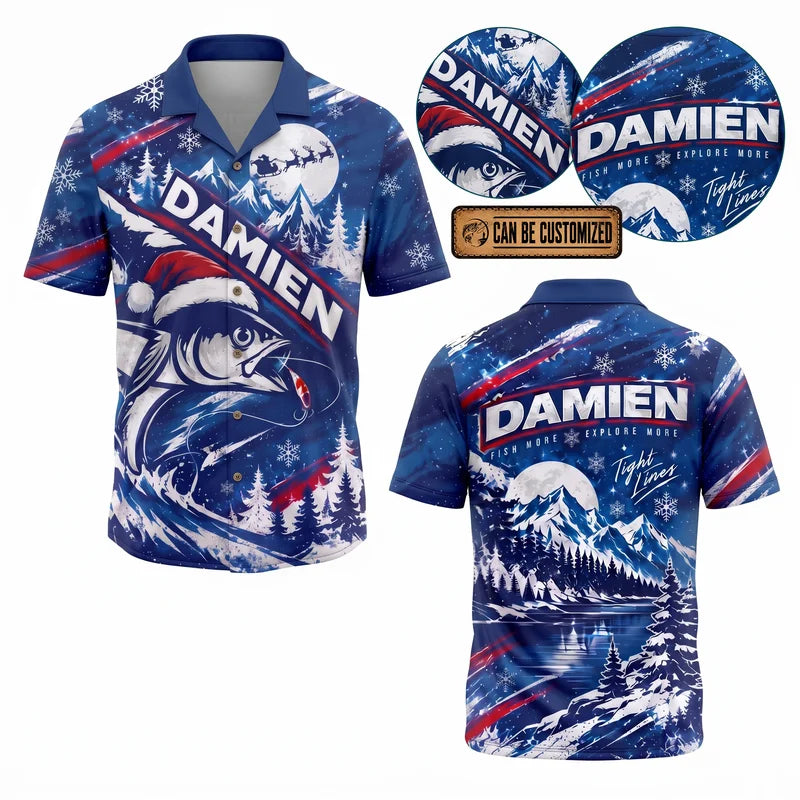 Personalized Christmas Fishing Santa Fish Winter Hawaiian Shirt