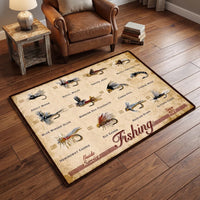 Personalized Vintage Fishing Fly Guide Service Rug