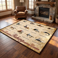 Personalized Vintage Fishing Fly Guide Service Rug