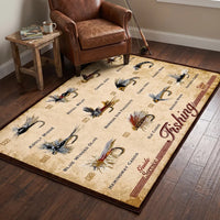 Personalized Vintage Fishing Fly Guide Service Rug