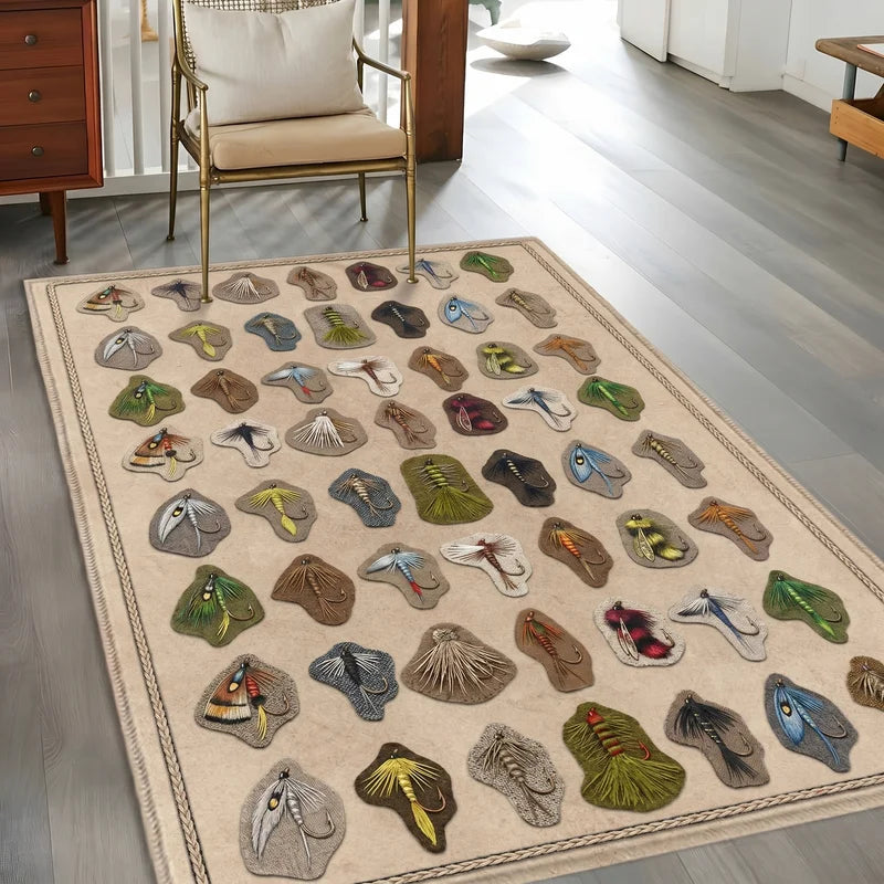 Vintage Fly Fishing Flies Rug