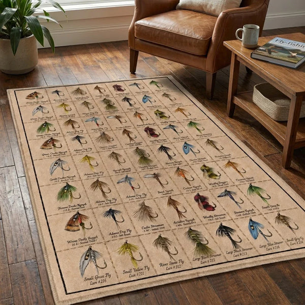 Vintage Fly Fishing Flies Rug