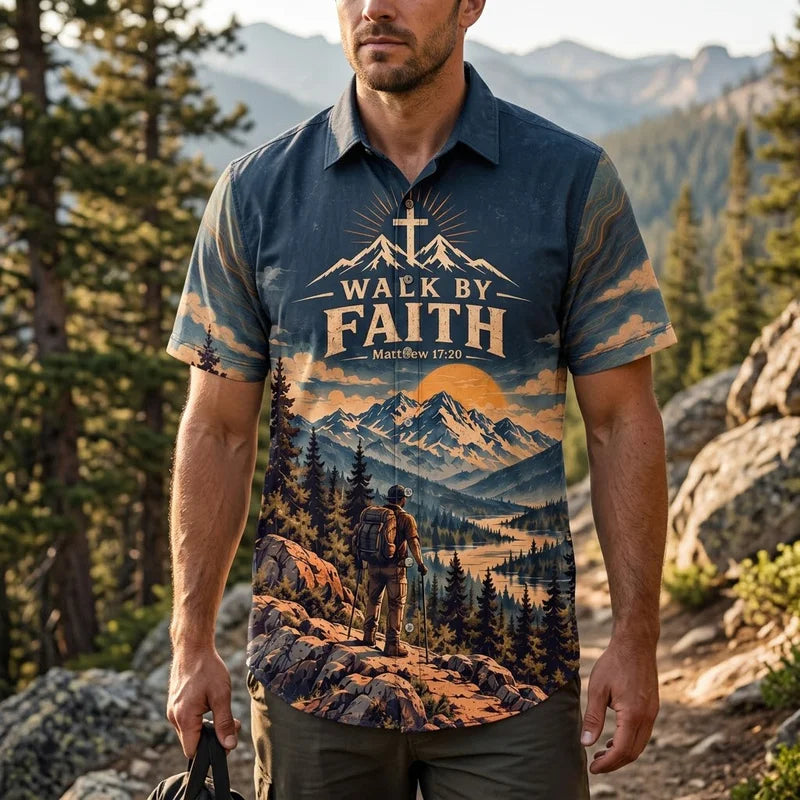 Walk By Faith Faith Moves Mountains Christian Hawaiian Shirt