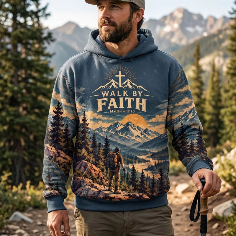 Walk By Faith Faith Moves Mountains Christian Hoodie