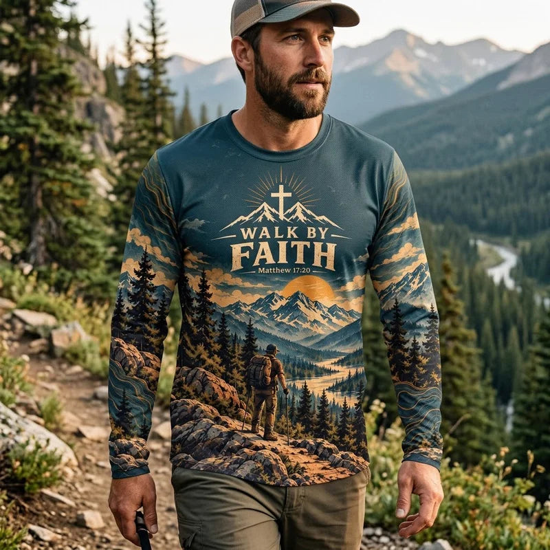 Walk By Faith Faith Moves Mountains Christian Long Sleeve Shirt