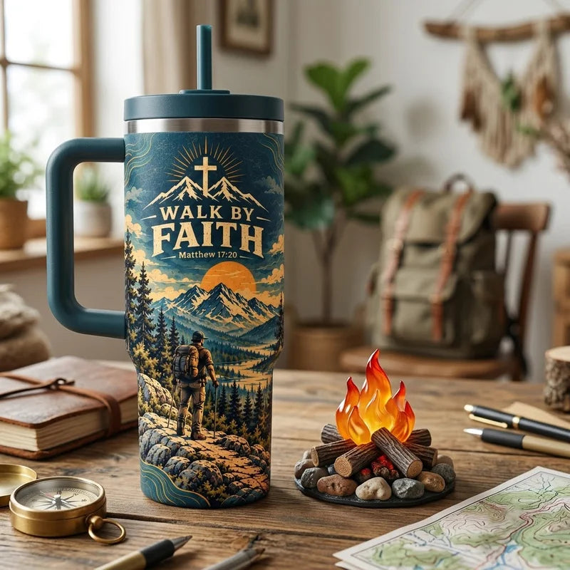 Walk By Faith Faith Moves Mountains Christian 40oz Tumbler