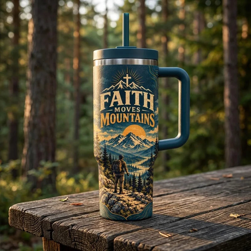 Walk By Faith Faith Moves Mountains Christian 40oz Tumbler
