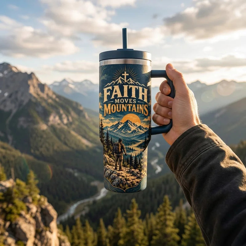 Walk By Faith Faith Moves Mountains Christian 40oz Tumbler