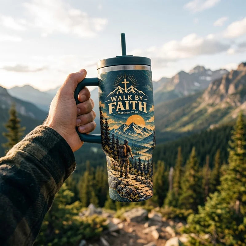 Walk By Faith Faith Moves Mountains Christian 40oz Tumbler