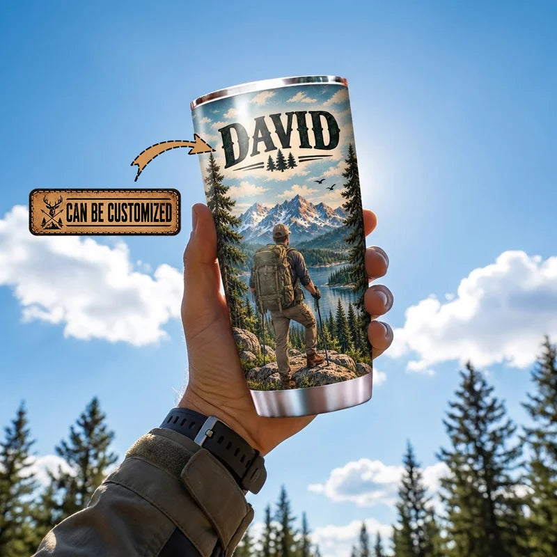 Personalized Wander Far Breathe Deep 20oz Hiking Camping Tumbler