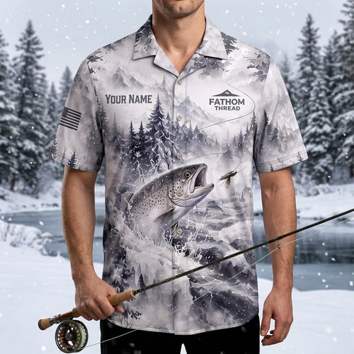 Fathom Thread Winter Fishing Personalized Hawaiian Shirt