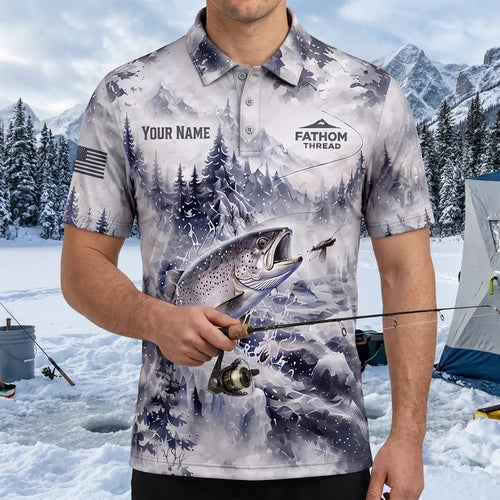 Fathom Thread Winter Fishing Personalized Polo Shirt
