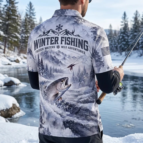 Fathom Thread Winter Fishing Personalized Polo Shirt