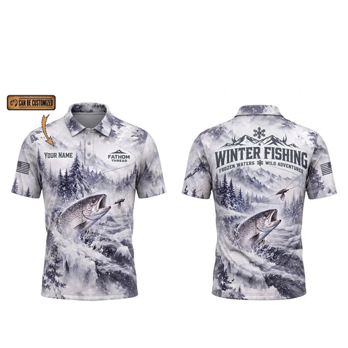 Fathom Thread Winter Fishing Personalized Polo Shirt