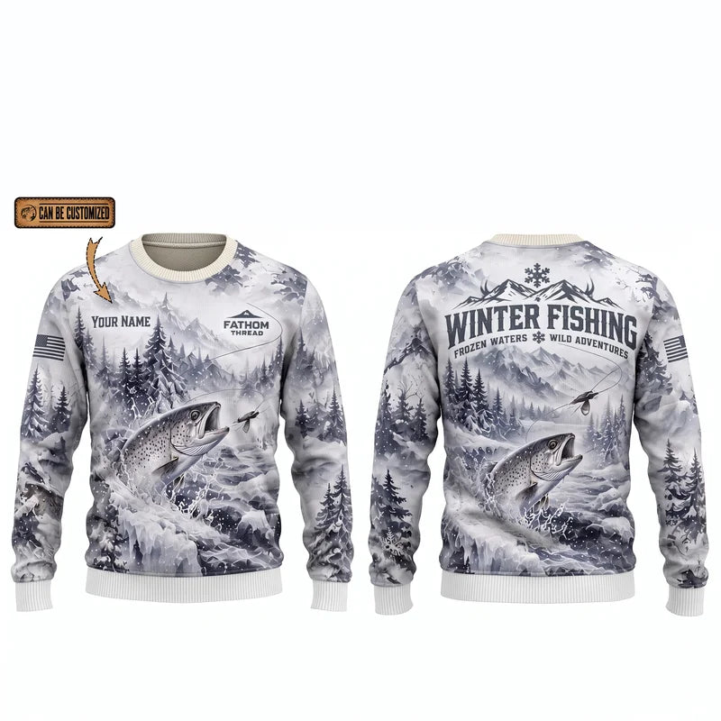 Fathom Thread Winter Fishing Personalized Sweater