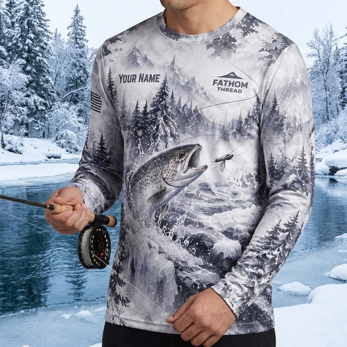 Fathom Thread Winter Fishing Personalized Long Sleeve Shirt