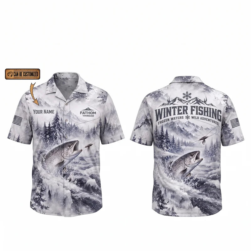 Fathom Thread Winter Fishing Personalized Hawaiian Shirt