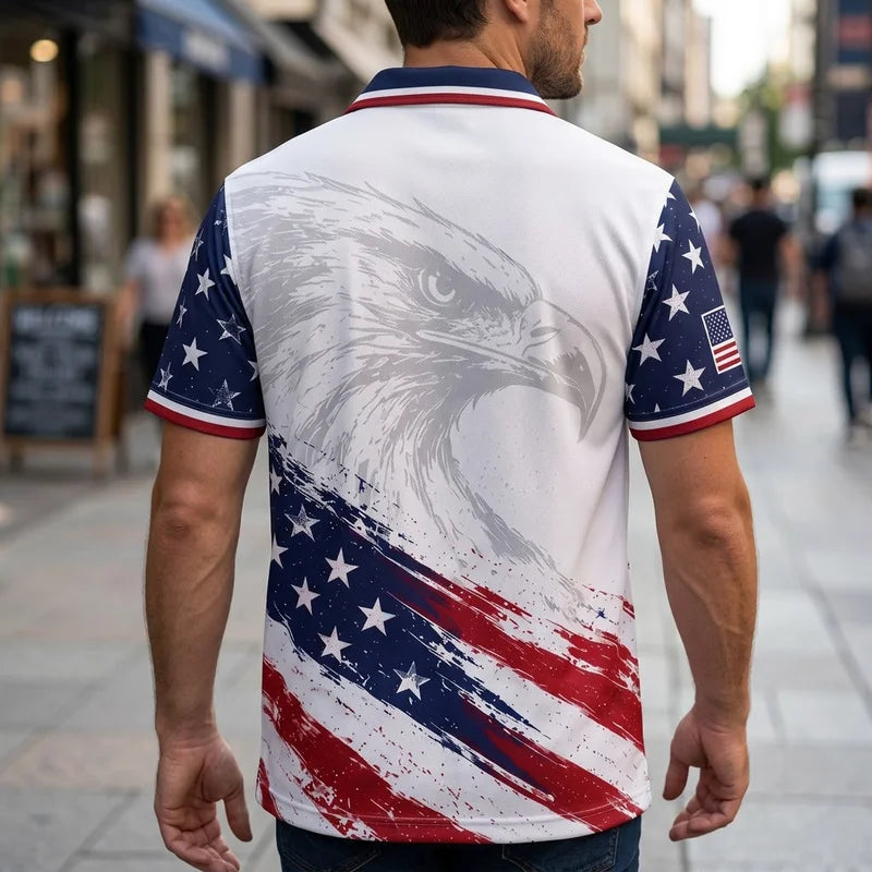 Personalized American Eagle Custom Name Stars Stripes Hawaiian Shirt