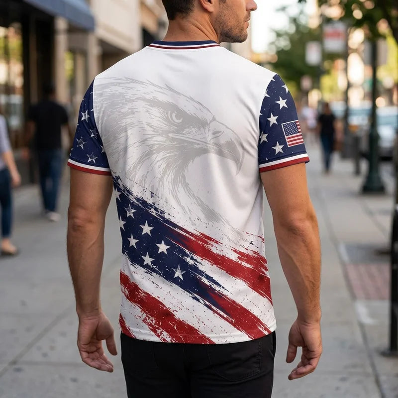 Personalized American Eagle Custom Name Stars Stripes Slim Fit T-Shirt