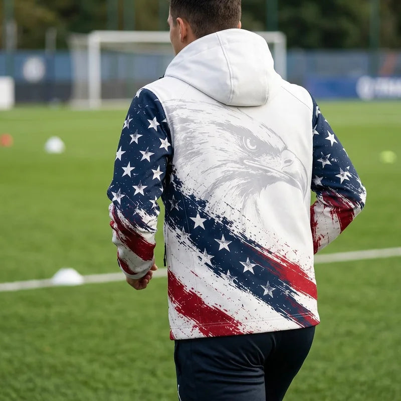 Custom Name Modern Patriotic American Eagle Soccer Windbreaker