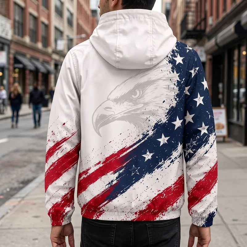 Personalized American Eagle Stars Stripes Custom Name Windbreaker Jacket
