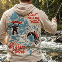 Personalized Cast Into The Wild Fishing Vintage Hooded Long Sleeve Shirt