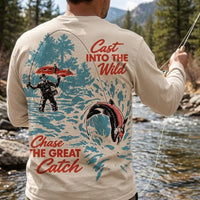 Personalized Cast Into The Wild Fishing Vintage Long Sleeve Shirt