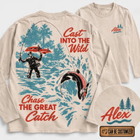 Personalized Cast Into The Wild Fishing Vintage Long Sleeve Shirt