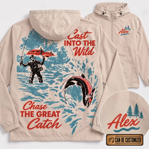 Personalized Cast Into The Wild Fishing Vintage Windbreaker Jacket