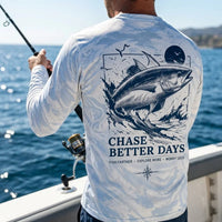 Personalized Chase Better Days Fishing Sketch Long Sleeve Shirt