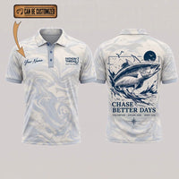 Personalized Chase Better Days Fishing Sketch Polo Shirt