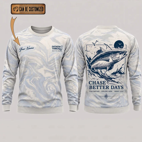 Personalized Chase Better Days Fishing Sketch Sweater