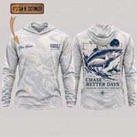 Personalized Chase Better Days Fishing Sketch Hooded Long Sleeve Shirt