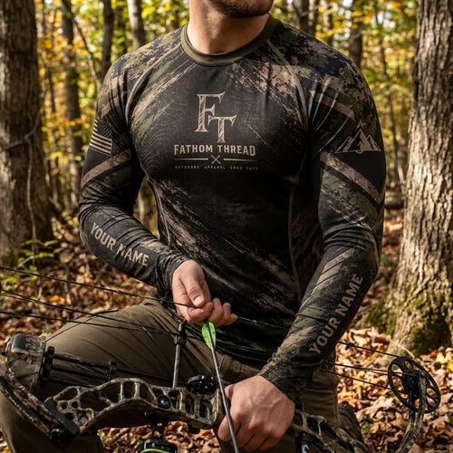 Personalized Fathom Thread Deer Antler Camo Hunting Long Sleeve Shirt