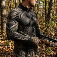 Personalized Fathom Thread Deer Antler Camo Zip Long Sleeve Shirt