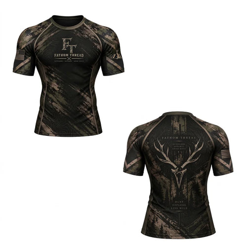 Personalized Fathom Thread Deer Antler Camo Hunting T-Shirt