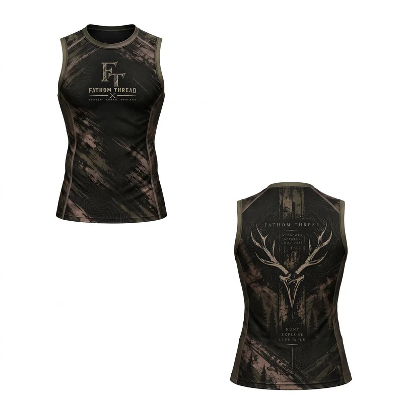 Personalized Fathom Thread Deer Antler Camo Hunting Tank Top