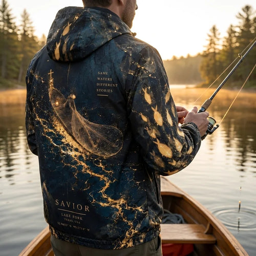 Just Keep Fishing Savior Lake Fork Texas Hooded Windbreaker Jacket
