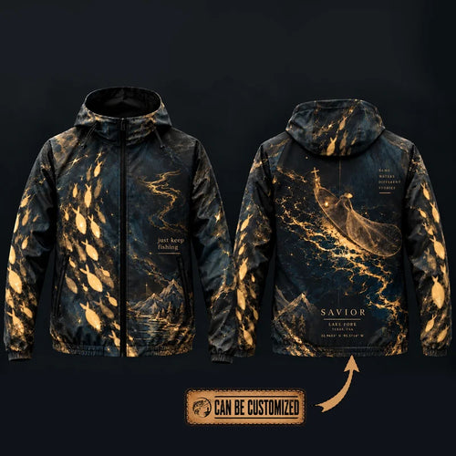 Just Keep Fishing Savior Lake Fork Texas Hooded Windbreaker Jacket
