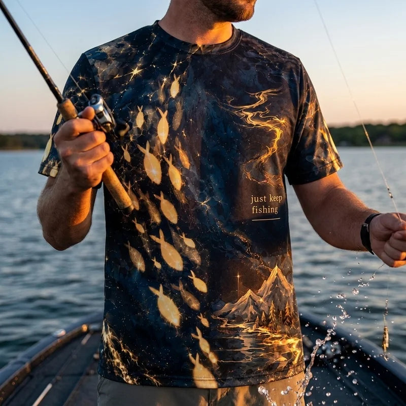 Just Keep Fishing Artistic Graphic T-Shirt