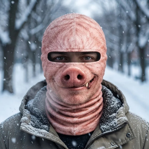 Realistic 3D Pig Face Funny Printed Ski Mask