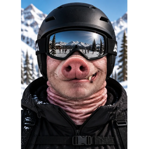 Realistic 3D Pig Face Funny Printed Ski Mask