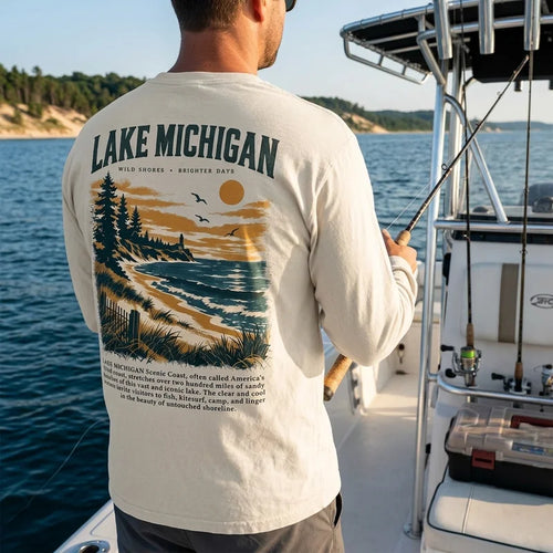 Personalized Lake Michigan Wild Shores Brighter Days Vintage Sweater