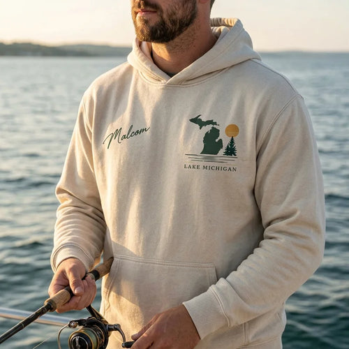 Personalized Lake Michigan Wild Shores Brighter Days Vintage Hoodie