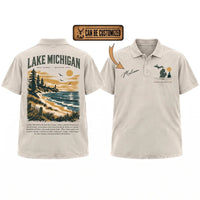 Personalized Lake Michigan Wild Shores Brighter Days Vintage Polo Shirt