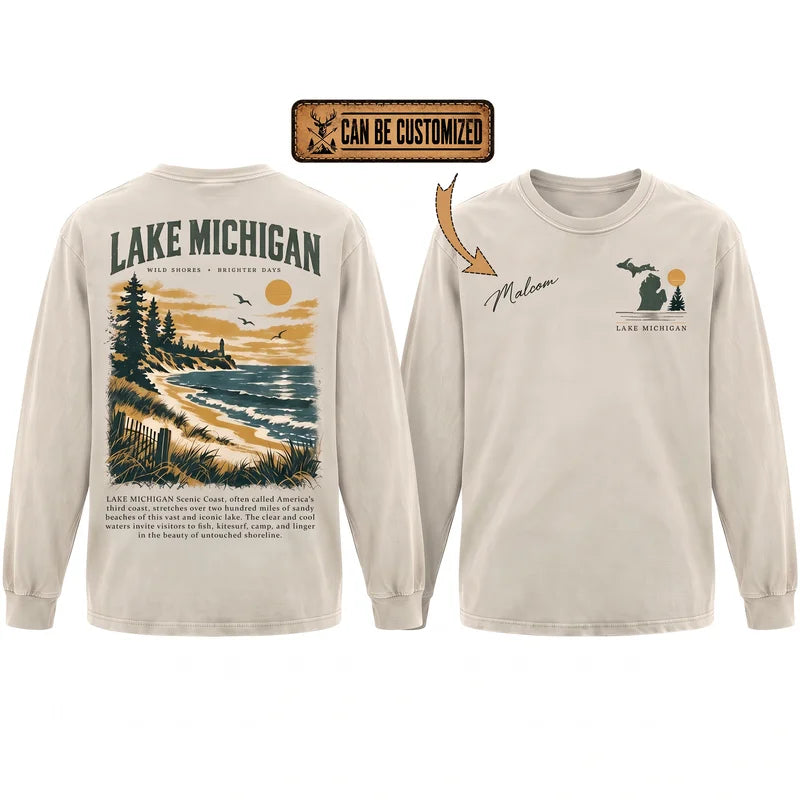 Personalized Lake Michigan Wild Shores Brighter Days Vintage Sweater