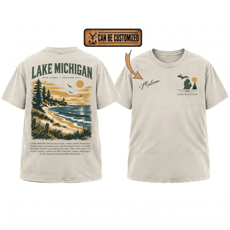 Personalized Lake Michigan Wild Shores Brighter Days Vintage T-Shirt