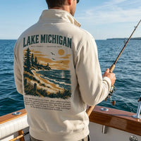 Personalized Lake Michigan Wild Shores Brighter Days Vintage Zip Long Sleeve Shirt