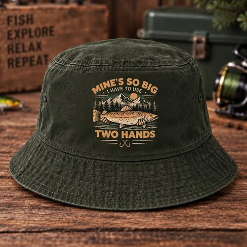 Mine's So Big Trout Fishing Vintage Bucket Hat